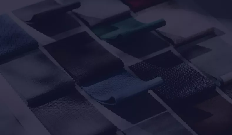 Stoffmuster mit blauer &Uuml;berlagerung